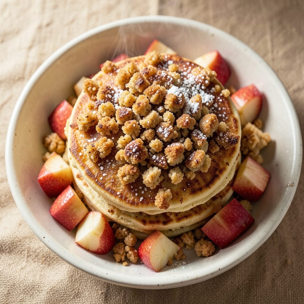 Apple Streusel Pancake Recipe: Caramelized Apple Bites With Nutty Streusel Crunch