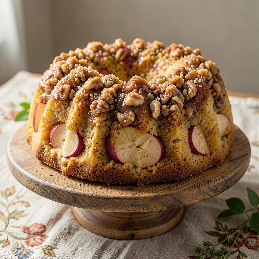 Apple Streusel Bundt Cake Recipe: Caramelized Apple Layers With Nutty Streusel Crown