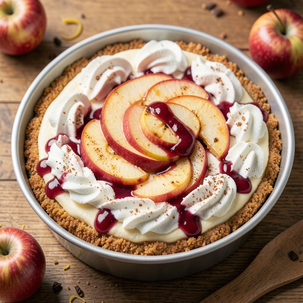 Apple Harvest Cheesecake Recipe: Spiced Apple Swirls in Buttery Crust