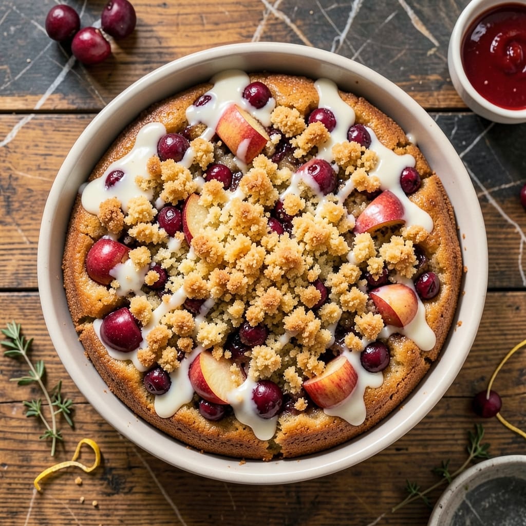 Apple Cranberry Coffee Cake Recipe: Spiced Fruit Streusel With Moist Vanilla Layers