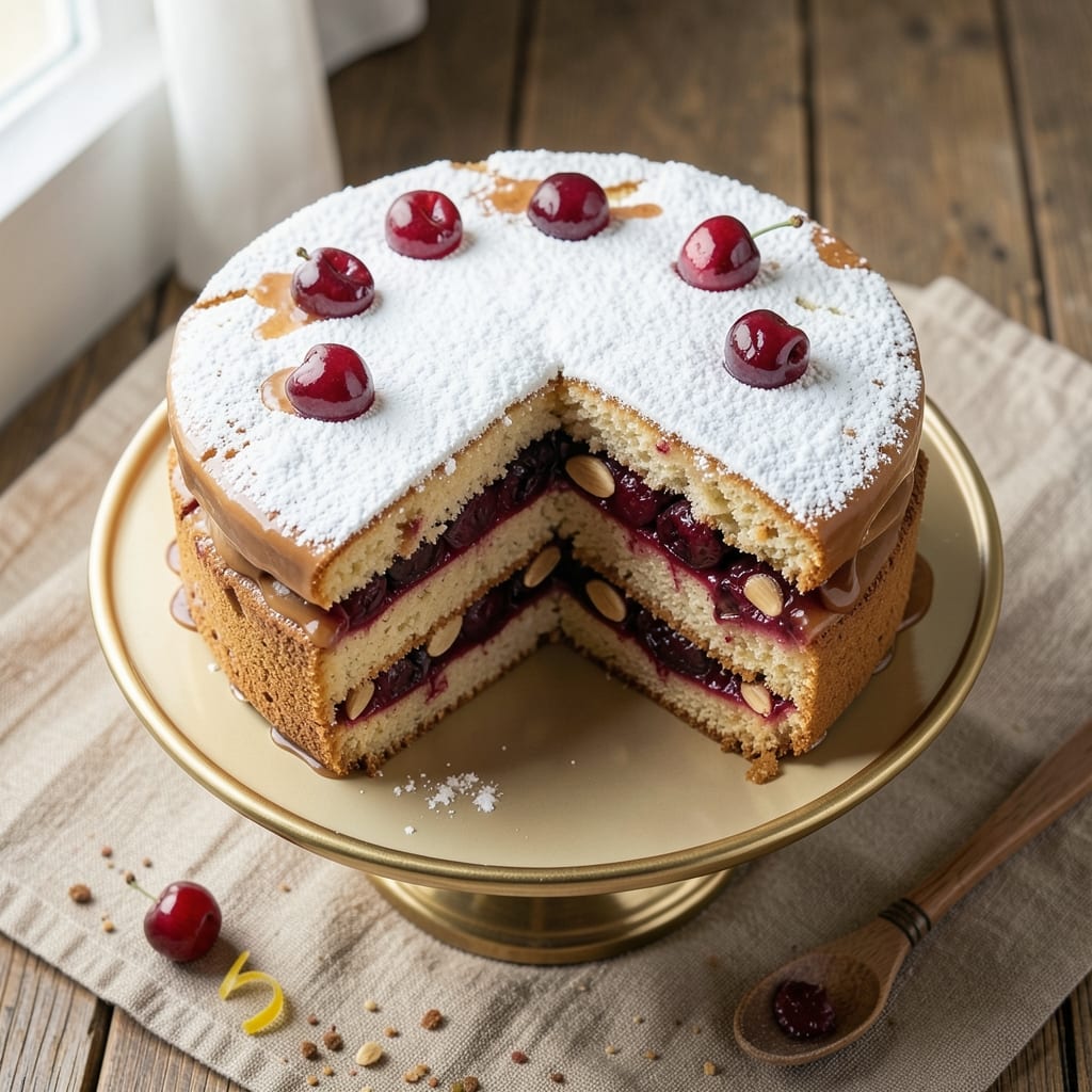 Amaretto Cherry Cake Recipe: Boozy Fruit Swirls With Crunchy Top