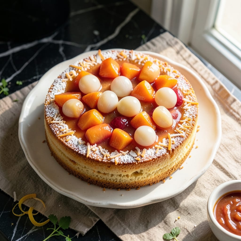 Asian Sponge Fruit Cake Recipe: Tropical Layers With Bursting Lychee and Mango