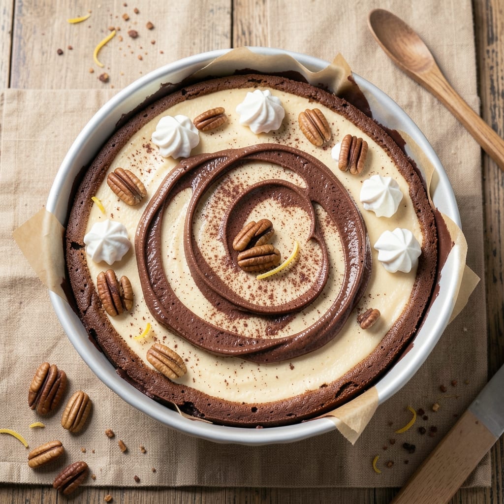 Baked Brownie Cheesecake Recipe: Fudgy Base Meets Creamy Swirls