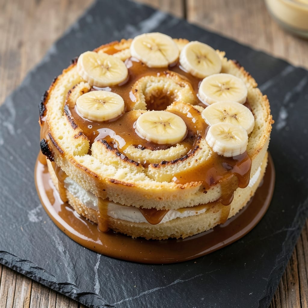 Banana Caramel Roll Cake Dessert Recipe: Swirled Caramel Bananas and Buttery Layers