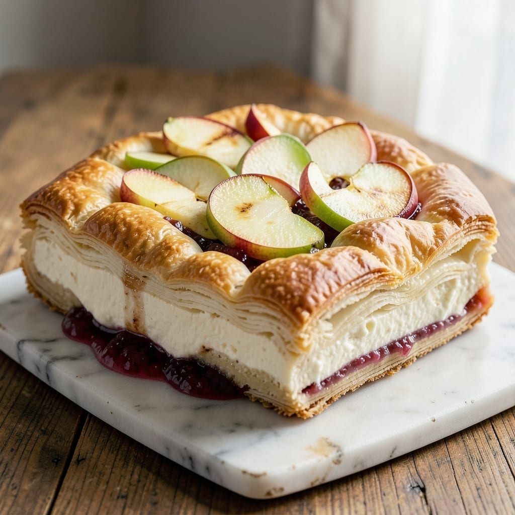 Apple Cheesecake Puff Pastry Recipe: Flaky Layers Meet Creamy Apple Filling