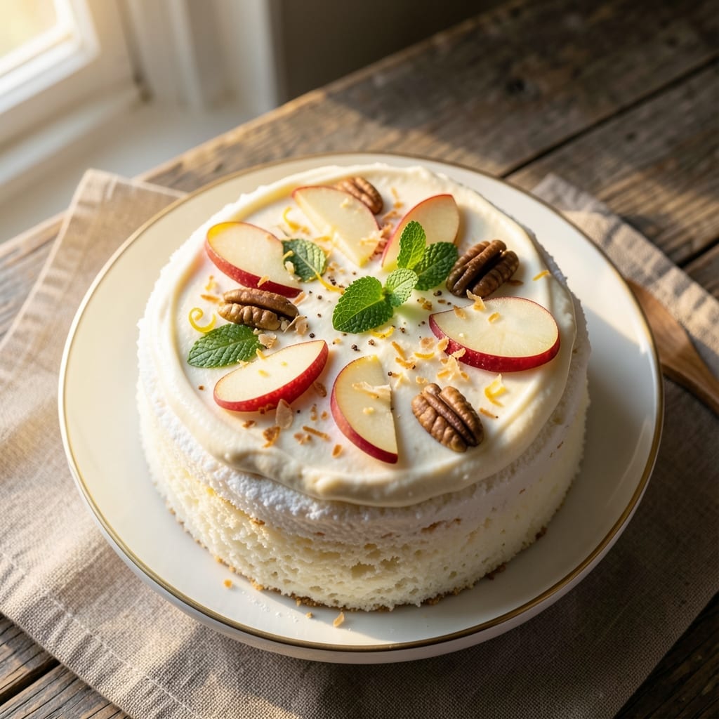 Angel Food Waldorf Cake Recipe: Light-as-Air Layers With Crunchy Nutty Topping