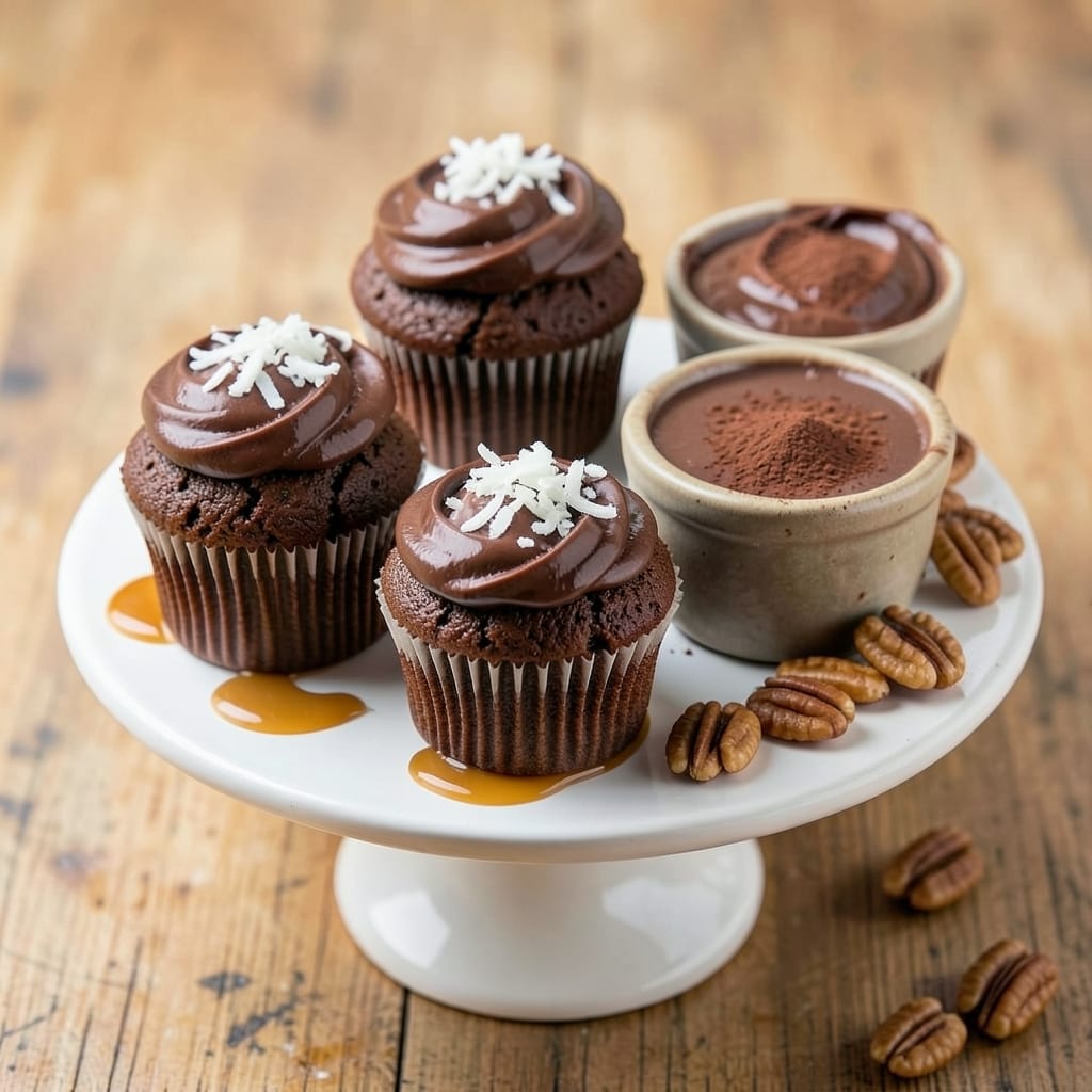 Baker's German Chocolate Cupcakes Recipe: Rich Cocoa-Cherry Frosting and Nutty Topping