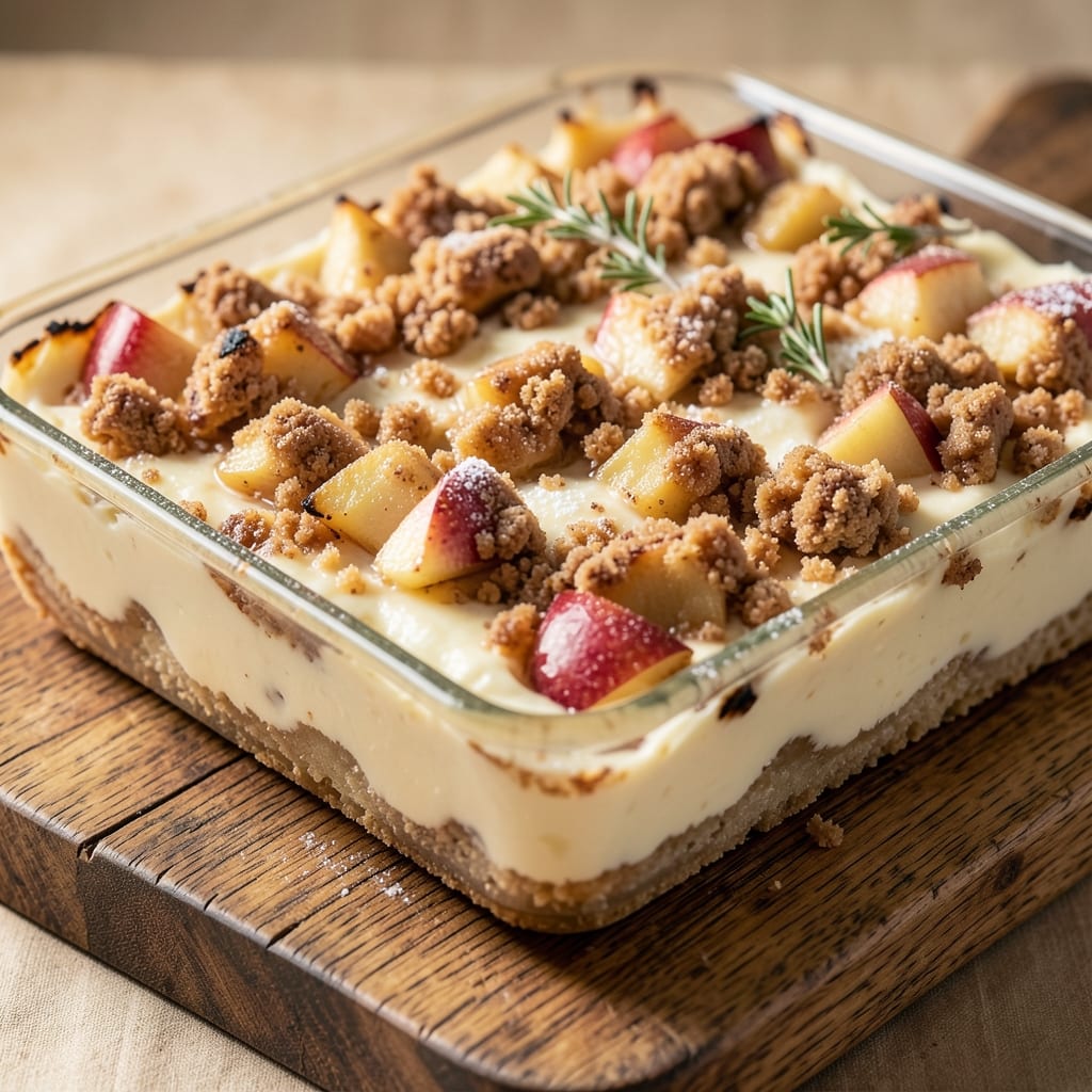 Apple Streusel Cheesecake Bars Recipe: Bite-Sized Comfort With Crunchy Top and Creamy Core